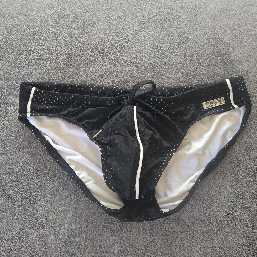Andrew Christian Black and White Swim Briefs